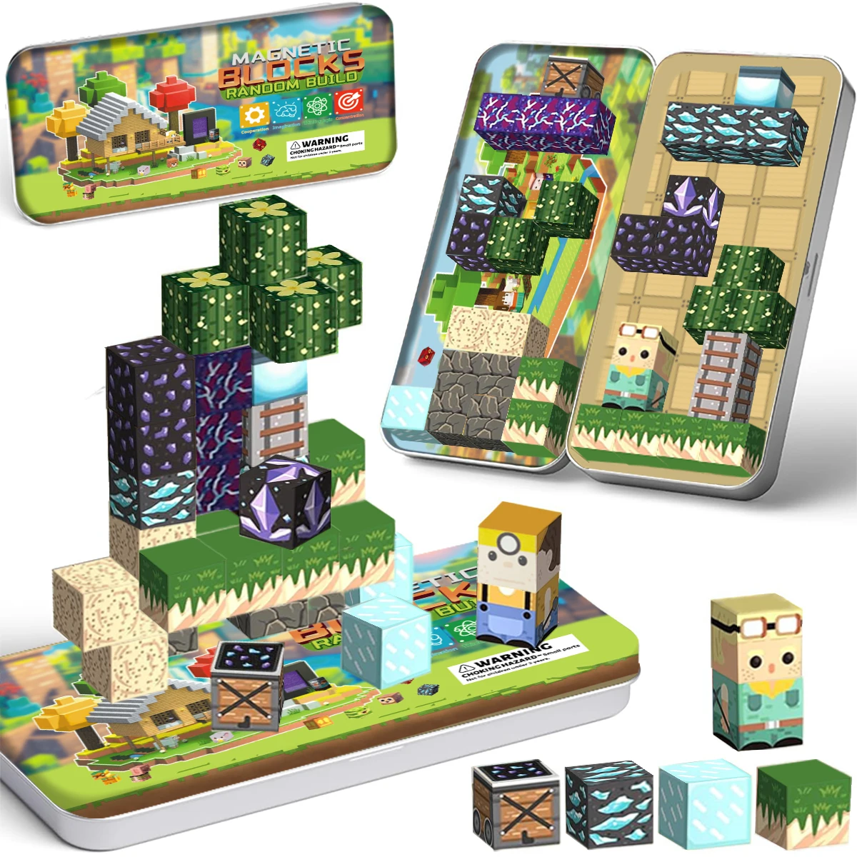 

Magnetic Building Blocks Desert Treasure Hunt Set for Age 3+ DIY Model Children STEM Educational Sensory Toy With Iron Box