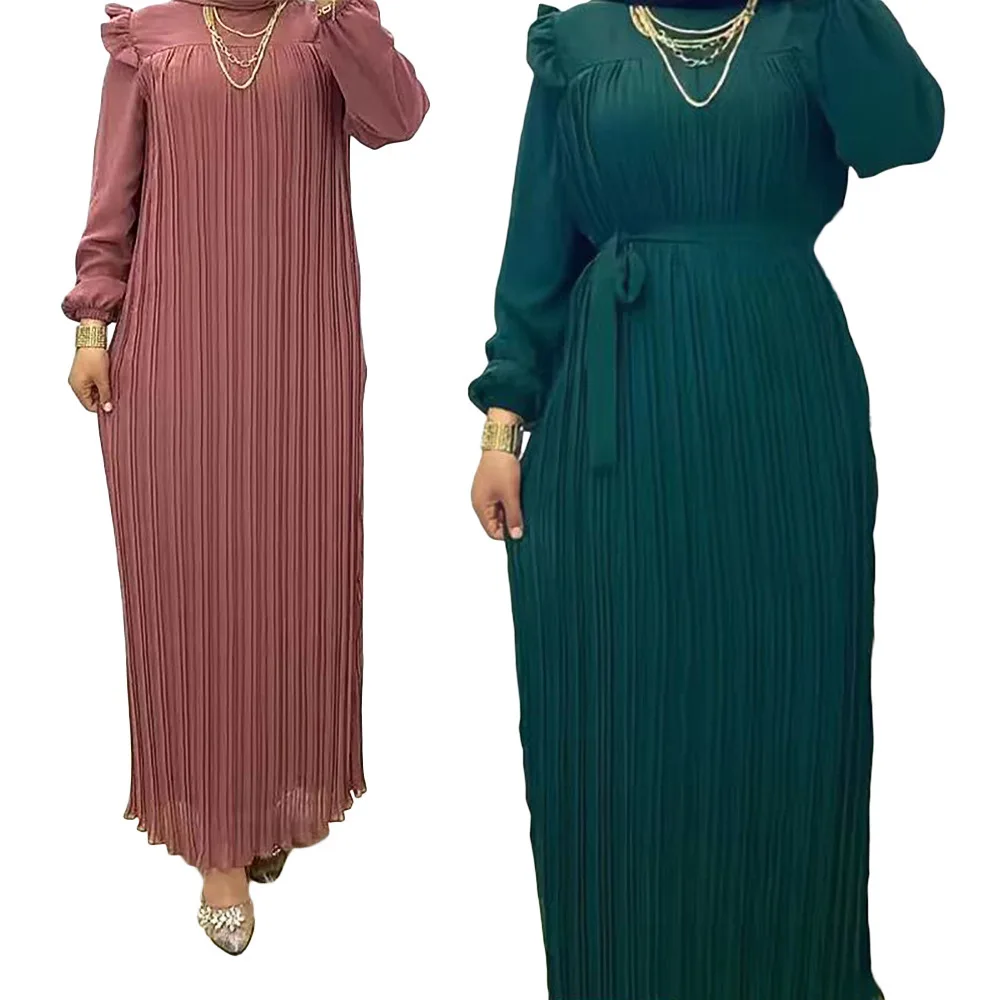 Chiffon Pleated Ruffle Dress Women Summer Spring Elegant Dresses Matching Set Jumpsuit Playsuit