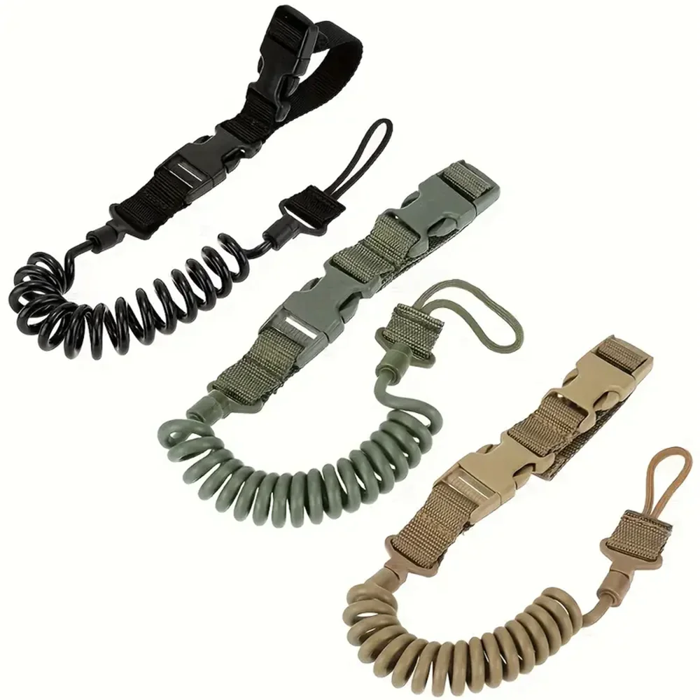 Cordón de resorte multiusos para exteriores, llavero elástico resistente al desgaste, antipérdida cuerda de seguridad, cordón táctico militar