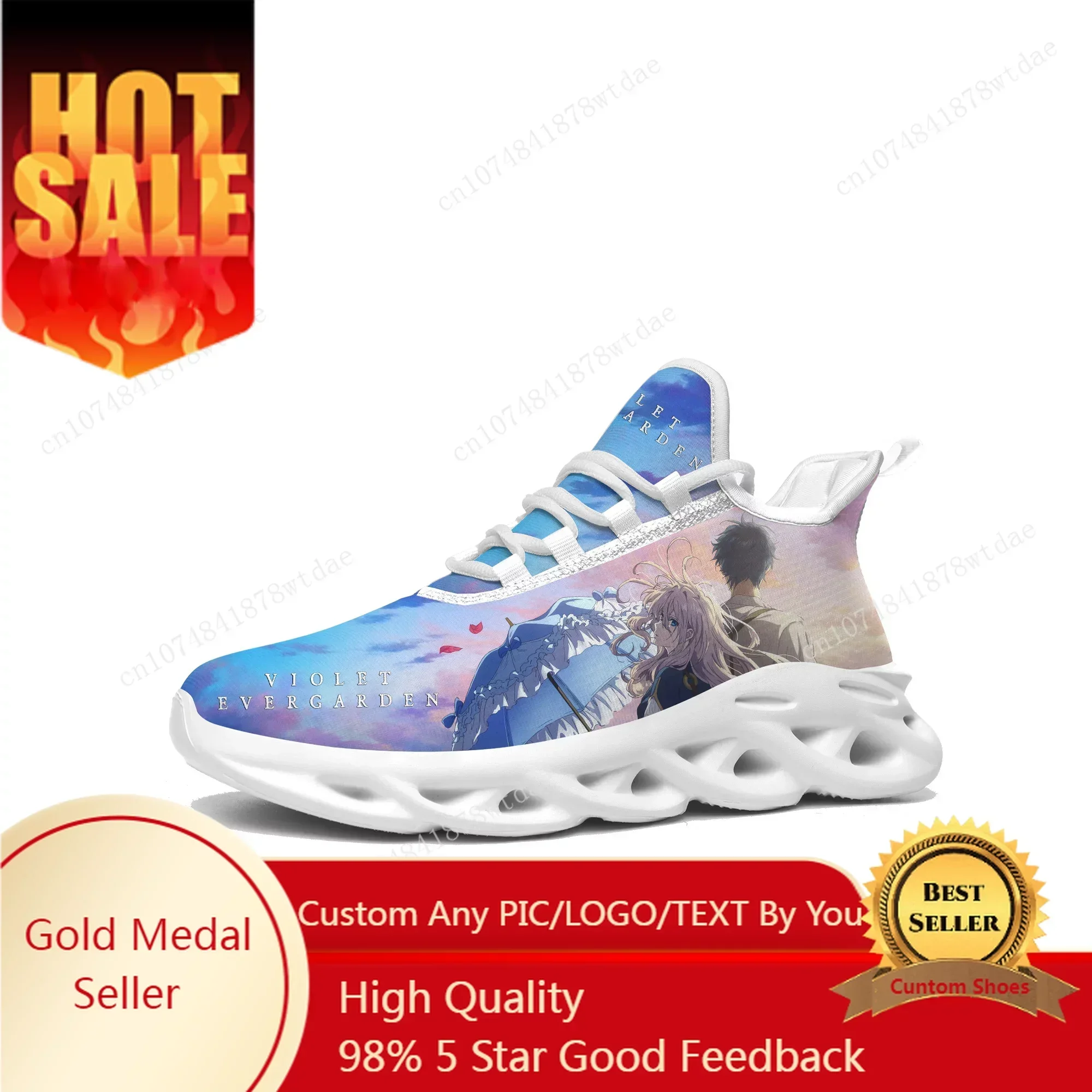 

Violet Evergarden Flats Sneakers Mens Womens Teenager Sports Running Shoes High Quality Cartoon Custom Lace Up Mesh Footwear