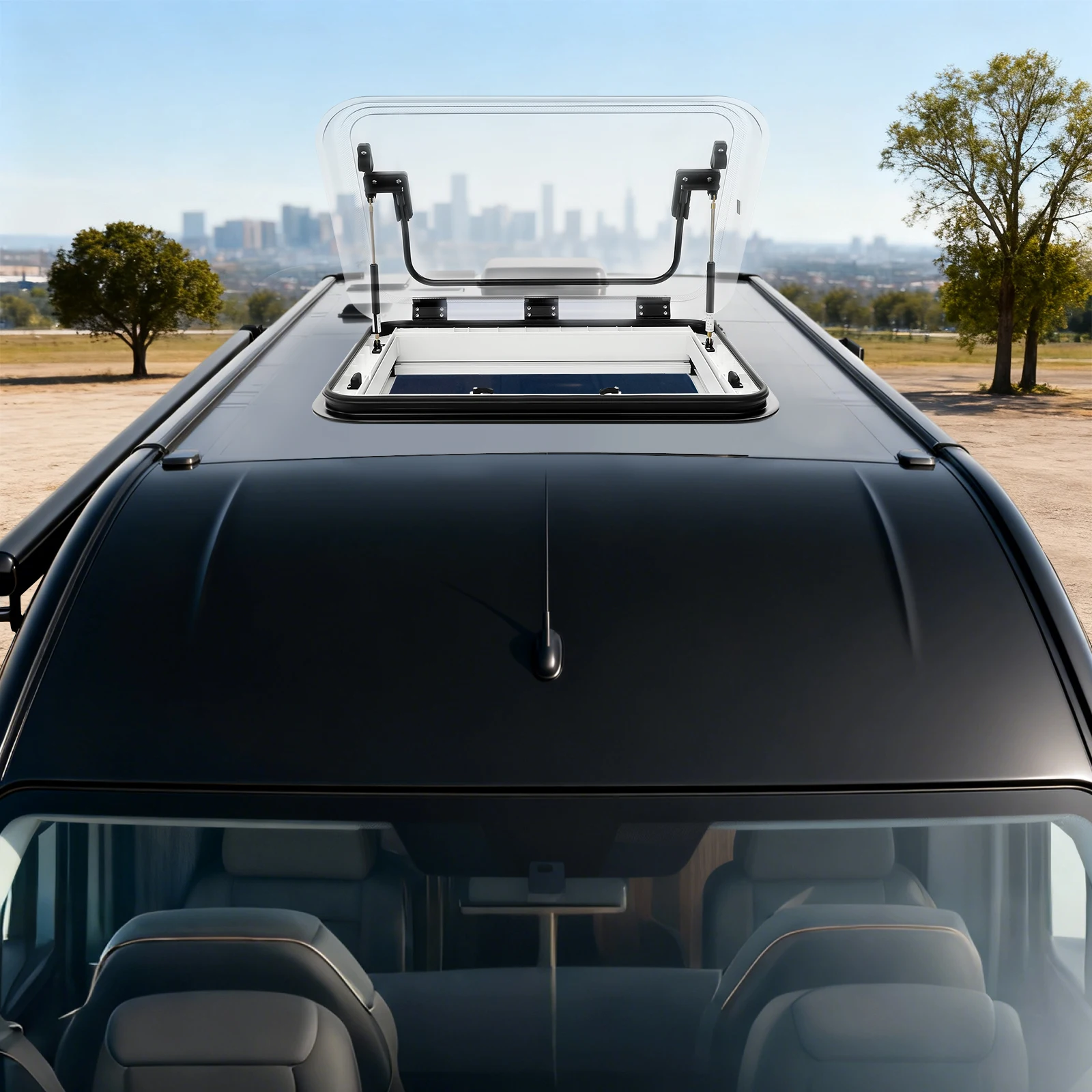 الحديثة مستطيلة سبائك الألومنيوم LED كوة 700*500 مللي متر RV سقف نافذة فتحة سقف علوي تنفيس مع مصباح ليد للمركبات