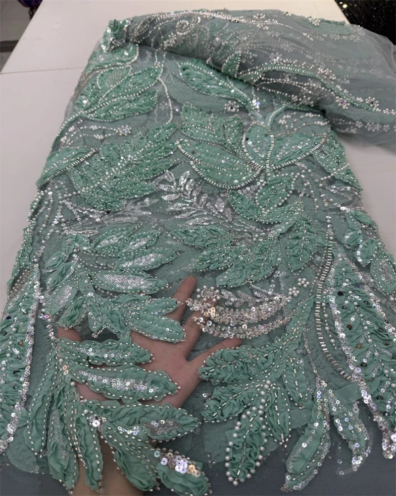 عالية الجودة الأفريقي النيجيري أنيقة ثلاثية الأبعاد قماش مطرز الفرنسية تول أقمشة الدانتيل مع الترتر لحفل الزفاف