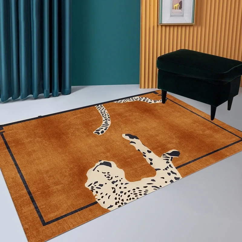 

Living Room Carpet Leopard Animal Decorate Bedroom Bedside Mat Foldable Machine Washable Leisure Area Non-slip Rug Alfombra 카펫