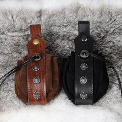 New Unisex Medieval Vintage Exquisite Waist Bag Hanging Belt Purse Faux Leather Portable Coin Money Pouch Drawstring Bag Cosplay