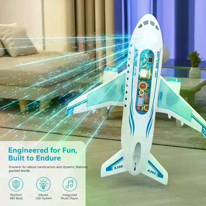 

Electric Airplane Toy With LED Light And Sound Automatic Moving Airplane Model Toy Airplane Model For Birthday Kids