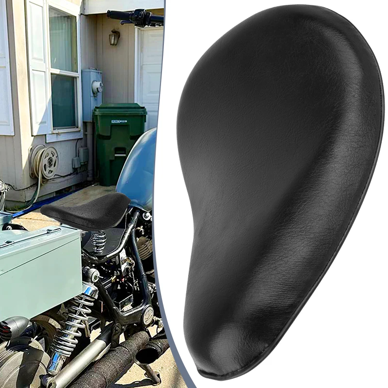

Black Leather Solo Slim Seat Pad Flame Saddle For Harley Sportster XL883 XL1200 Bobber Chopper Custom Motorcycle Seat