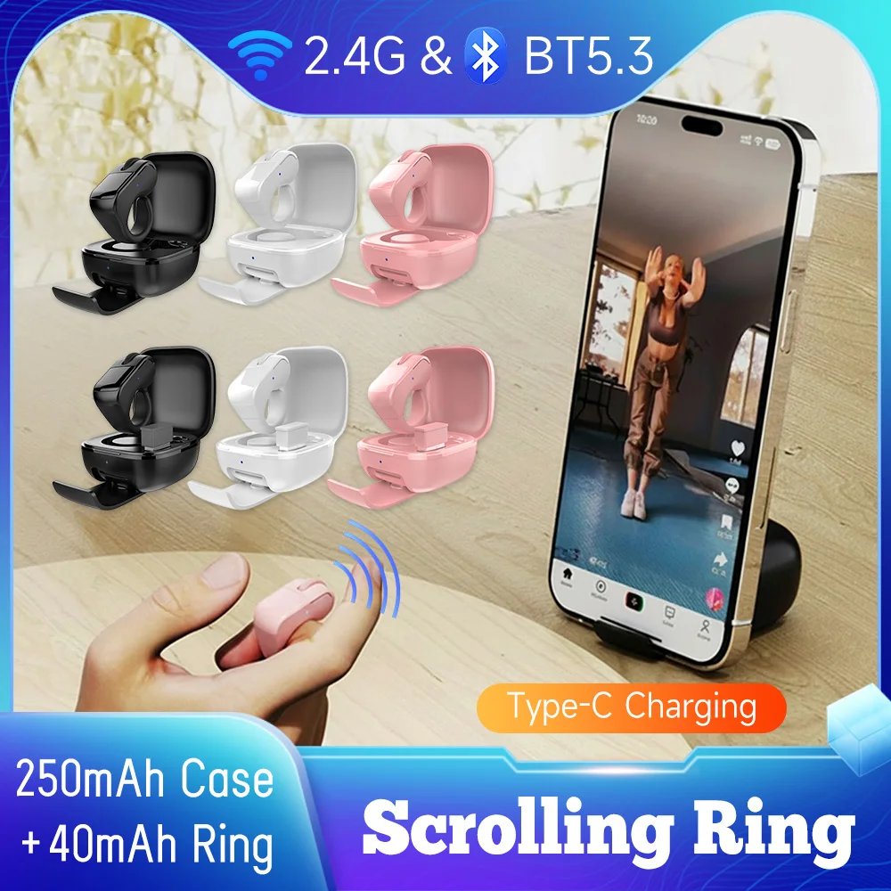 

Беспроводной сенсорный роллер BT Scrolling Ring с тачпадом для iPhone, Android и чтения электронных книг