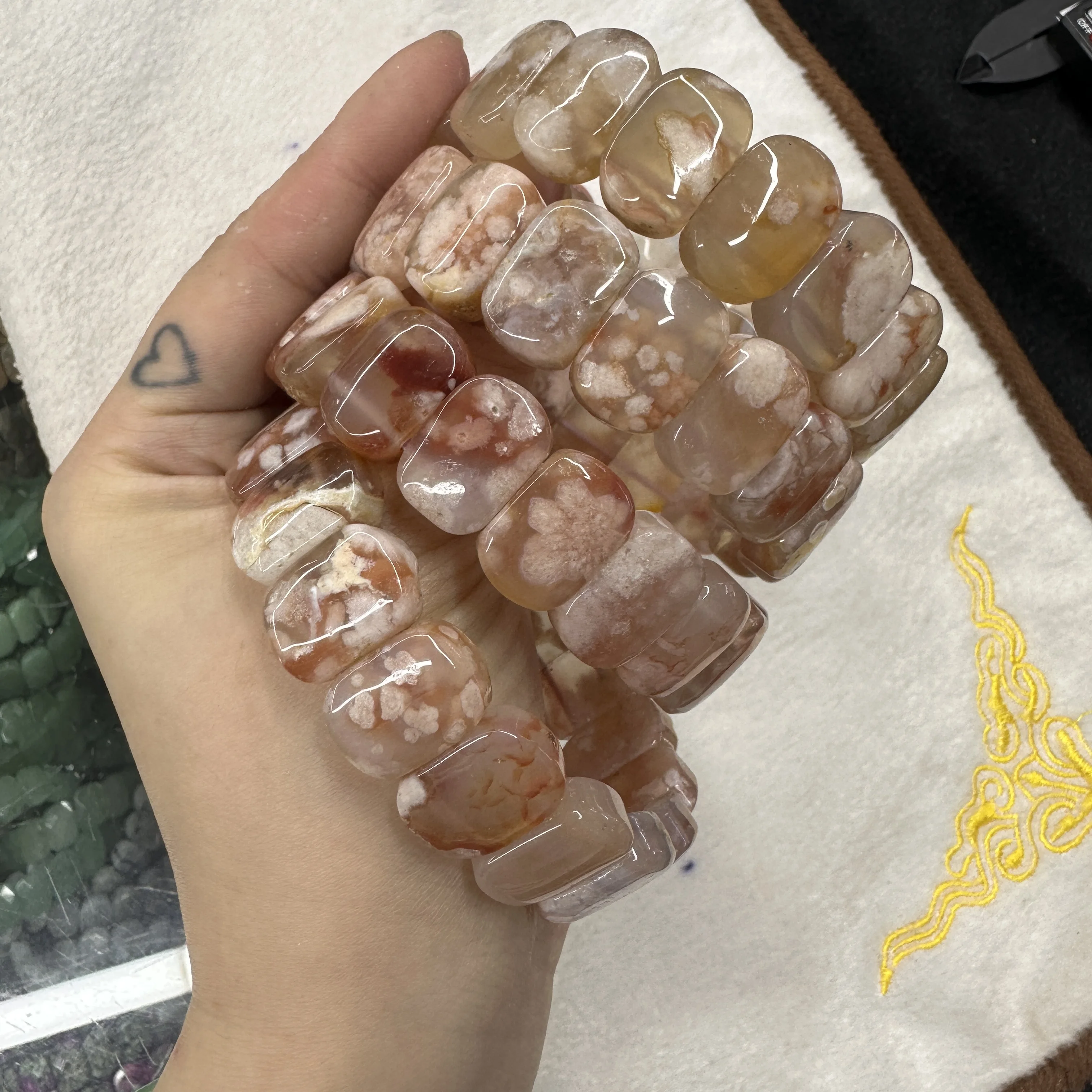 Natural Cherry Blossom Agate Stone  Beads Bracelet Natural Gemstone Bangle Charming Jewelry For Woman For Gift Wholesale !