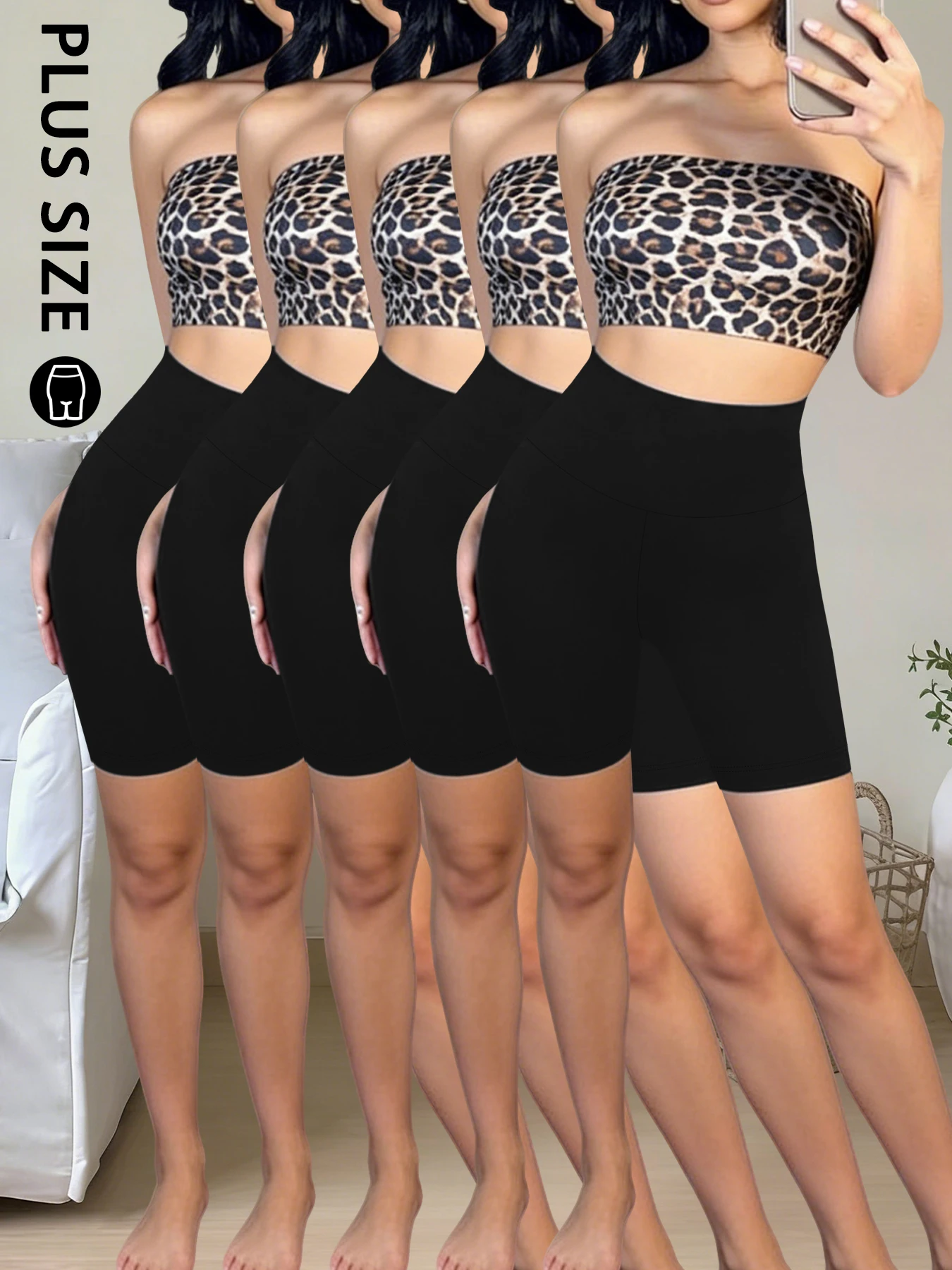 

5 штук в упаковке: женские шорты-велосипедки больших размеров с высокой талией, супермягкие, непрозрачные, для тренировок, йоги, бега, дома и повседневной носки.