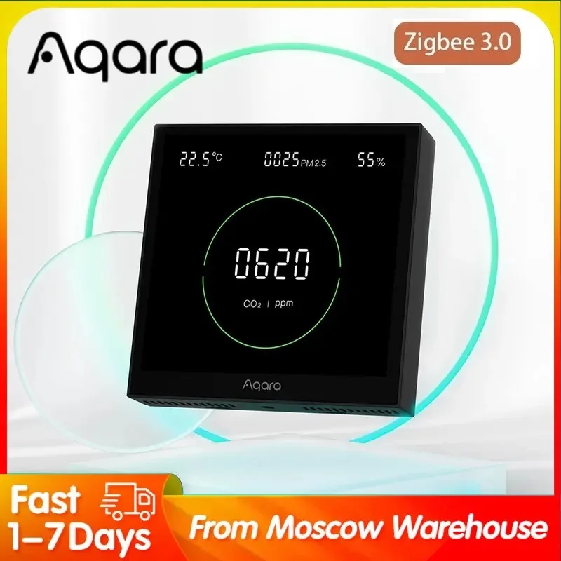 Aqara painel de monitor de qualidade do ar s1 omni direcional ar co2 pm2.5 monitoramento de temperatura e umidade para aqara home app