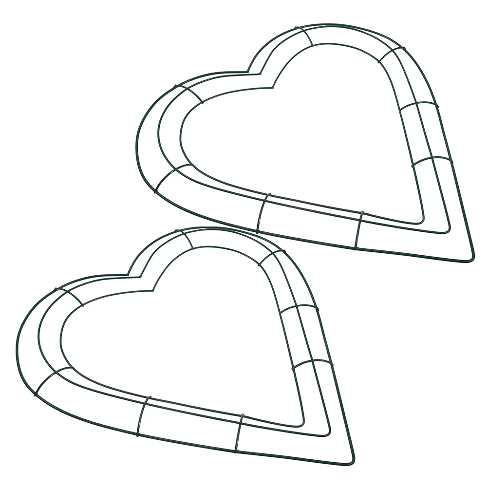 

2Pcs Heart Shaped Wire Iron Wreath Frame Romantic Flower Hoop Valentines Day Decor Craft Ring Cute Ornaments Macrame Hoops Ring