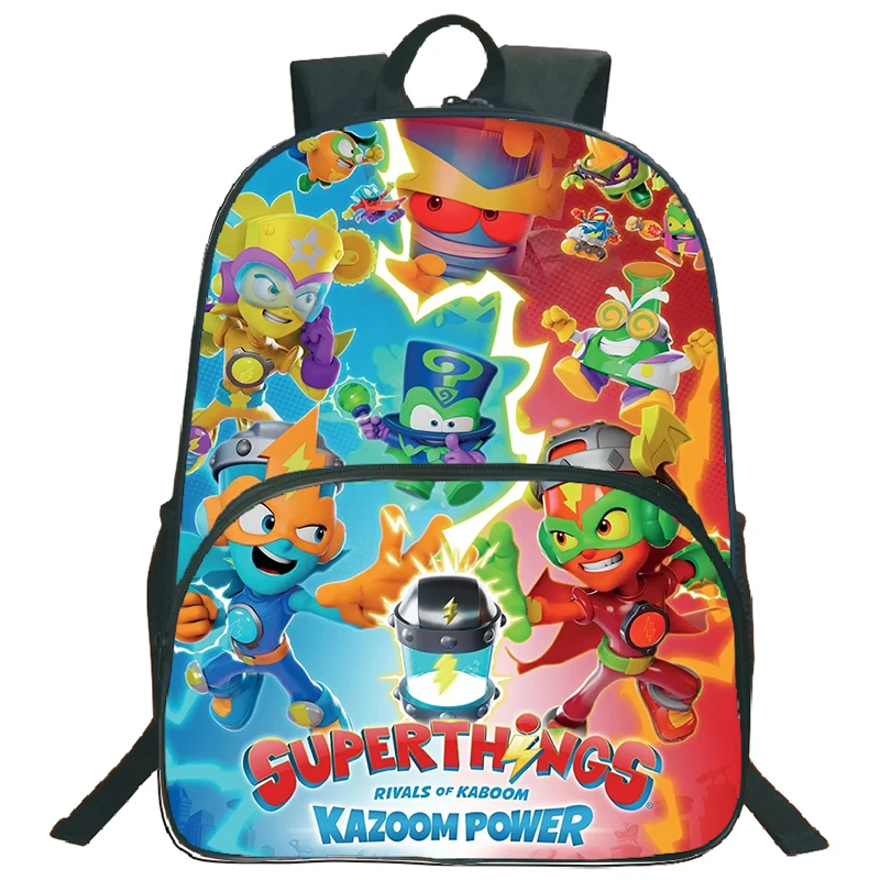 Superthings Printed School Backpack Boys Girls Zipper Book Bags Waterproof School Bags Outdoor Knapsack Kids Back To School Gift