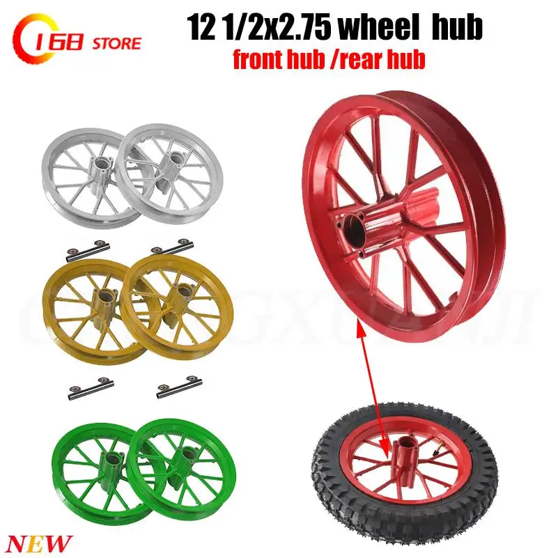 

12.5'' Front Rear rim 12 1/2x2.75 wheel hub use 12 1/2x2.75 tire for Dirt Bike MX350 MX400 43CC 47CC 49CC Mini Moto E-Scooter