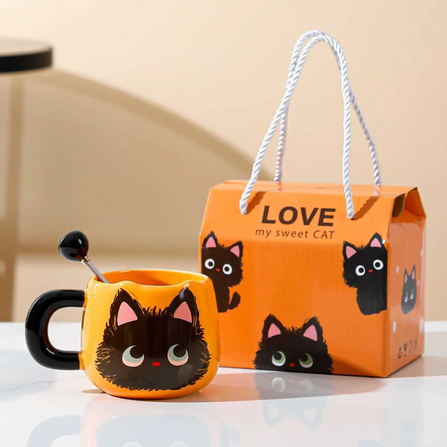 Creative Funny Mug Cute Cat Water Cup Ceramic Birthday Gift Mug Girl Gift Box