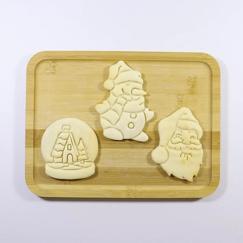 Christmas Cookie Cutter Gingerbread Man Santa Claus Mold Stamp Kids Christmas Party Embosser Biscuit Mould Baking Decor Supplies