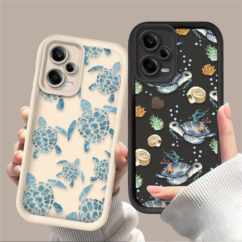 Soft Silicone Phone Case for Xiaomi Redmi Note 13 12 11 Pro Plus 4G 5G 12S 11S 10S 10 9 9S 8 12C 13C Summer Cartoon Turtle Cover