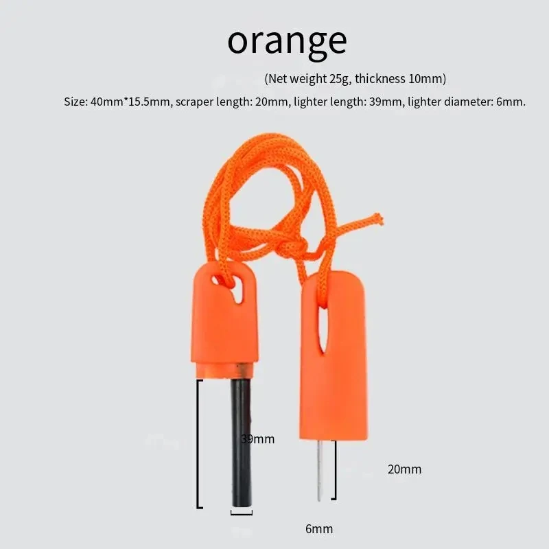 Wrist‑Worn Ferrocerium Fire Starter, Adjustable Braided Lanyard, Bright‑Orange Shell, Weather‑Resistant Outdoor Ignition Tool