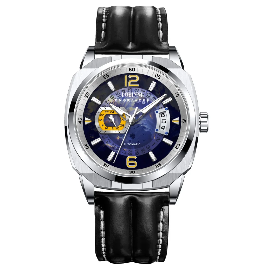 LOBINNI Men Automatic Watch 43mm Square Mechanical Wristwatch 50M Waterproof Luminous Sapphire Mirror Miyota Mov