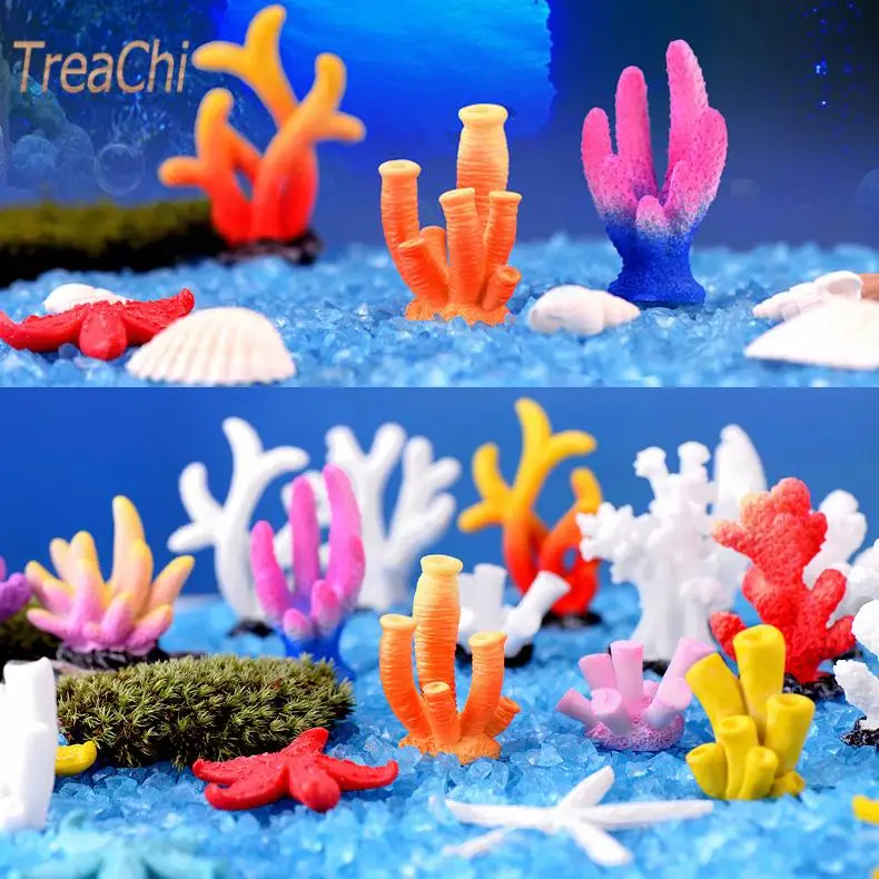 

9Pcs/lot Simulated Resin Coral Aquarium Fish Tank Decoration Ornaments Aquarium Small Diy Ornaments Mini Gifts Micro Landscape