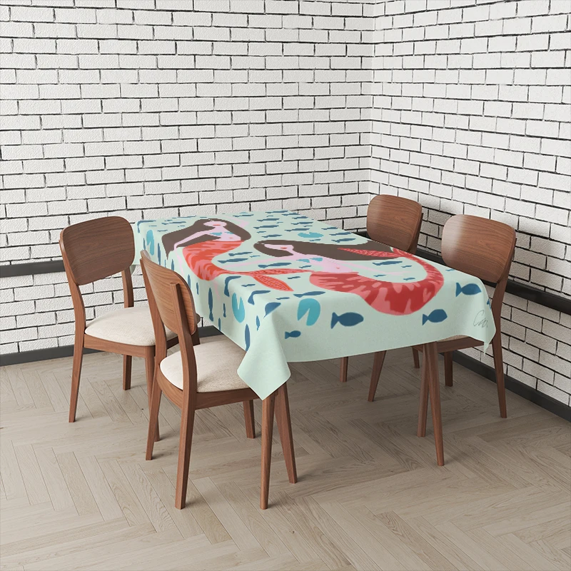 Home tablecloths for dining  Mermaid  Anime decoration and rectangular table accessories waterproof cloth Anti-stain tablecloth