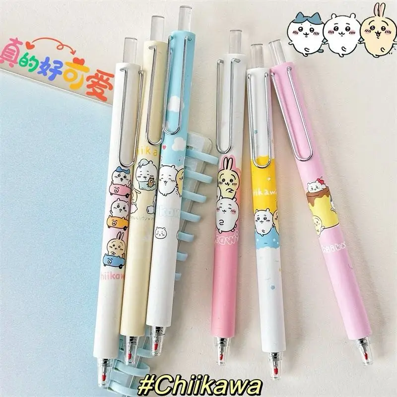 6pcs New Chikawas Cartoon Unisex Pen Set Anime Kawaii Hachiwares Usagi Student Writing Smooth Non Jamming Paper Press Water Pen