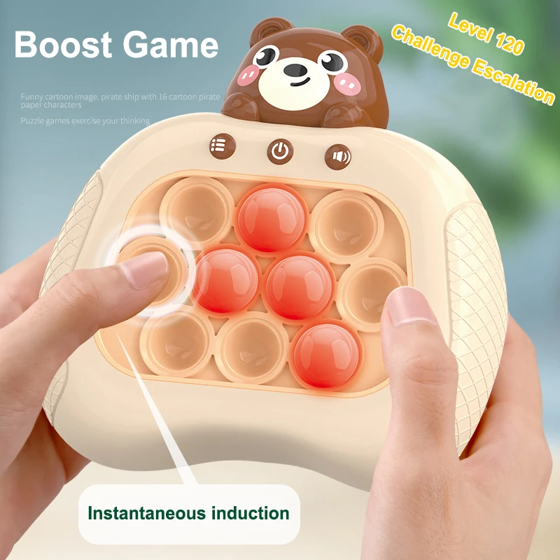 2024 New Upgrade Push Bubble Game Machine Children's Cartoon Fun Toy Industry Anti-Stress Electronic Quick Push Game Gift