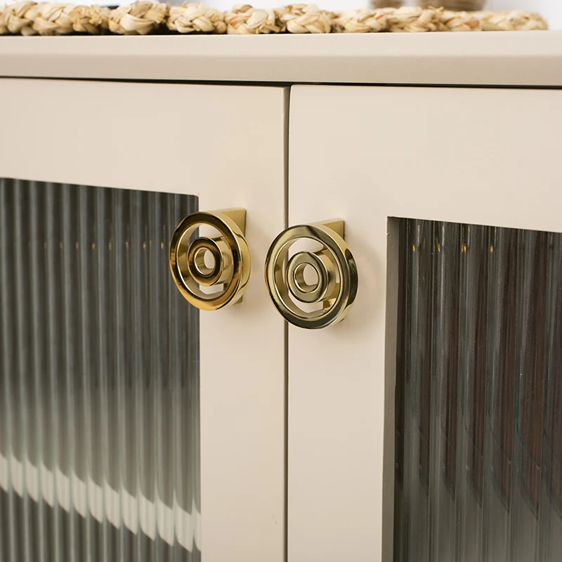Bright Gold Bright Chrome Furniture Handles Annular Cabinet Handle Luxury Circle Wardrobe Pulls Dresser Cupboard Door Knobs