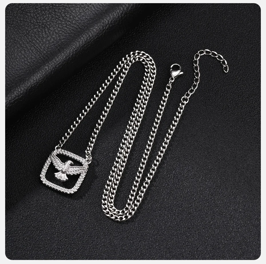 Vnox Herren Edelstahl Heiliger Geist Taube Anhänger Halskette Quadratischer Rahmen Christlich Religiöser Verstellbarer Panzerketten-Schmuck Geschenk – Detail 6