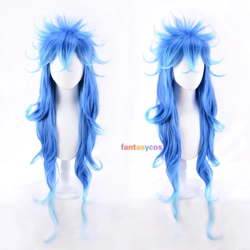 

NewTwisted Wonderland Idia Shroud Wig Hercules Hades Cosplay Synthetic Hair Halloween Unisex Role Play Mixed Blue Long Curly Wig