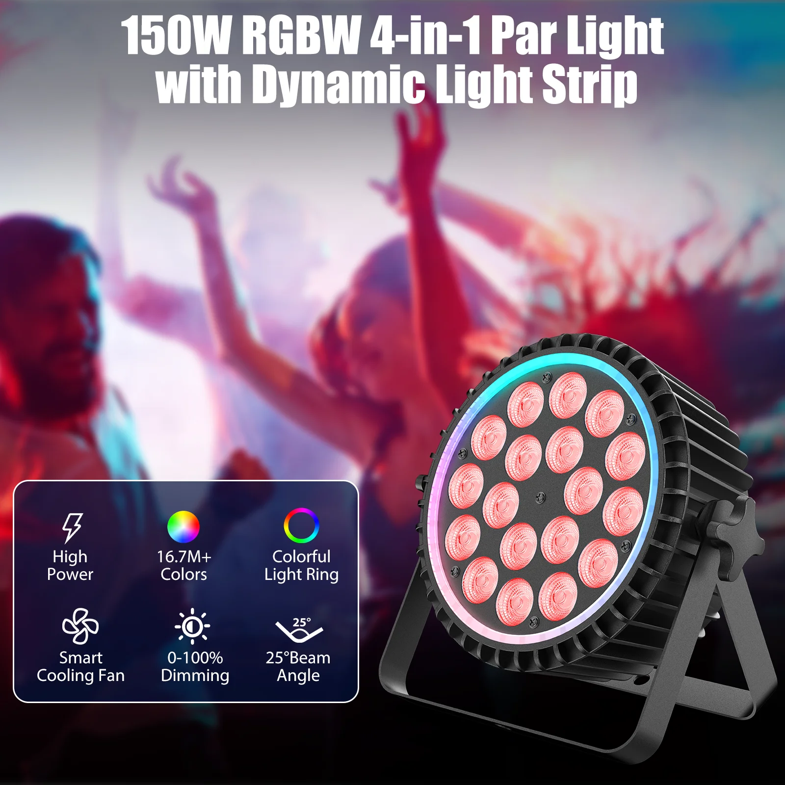 Fieryzeal 4 قطعة LED الاسمية ضوء 18x8 واط RGBW المرحلة الإضاءة مع RGB حلقة DMX جدار غسل ستروب تأثير لحزب الطابق المسطح DJ ديسكو