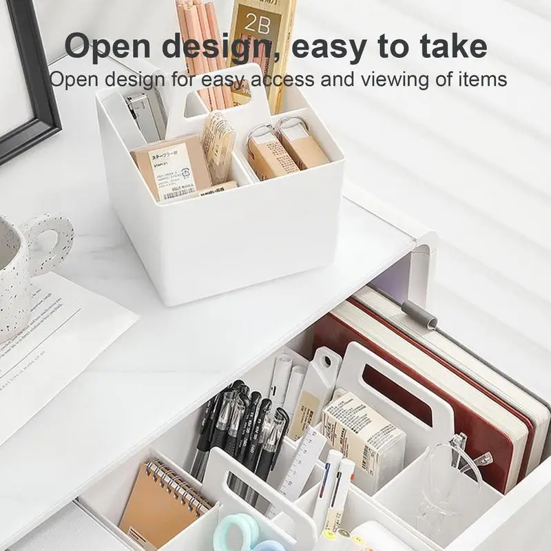 Divided Storage Containers Compartment Storage Containers With Handle Stackable Portable Desktop Organizing Supplies, Household