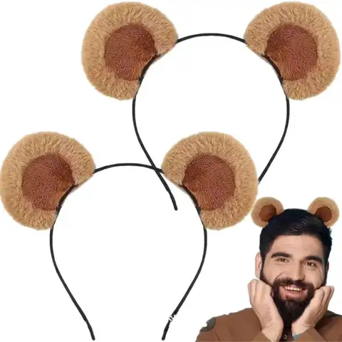 1PC Plush Bear Ear Headbands - Soft & Adorable, Unisex Accessory for Daily, Parties, Cosplay, Ideal Gift for All Ages