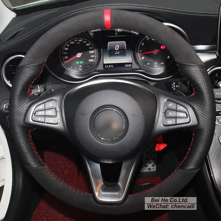 

Hand-Stitch Non-slip Suede Leather Car Steering Wheel Cover for Mercedes Benz C180 C200 C260 C300 200 Interior Accessories