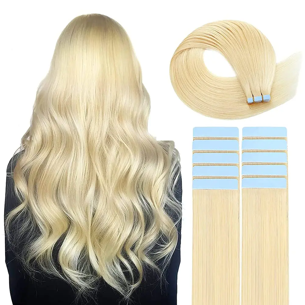 Straight Remy extensões de cabelo humano para mulheres, fita no cabelo, 18 em, #60, 50PCs