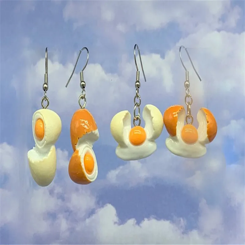 Cracked Egg Earrings, Boiled Egg, Food Earrings, Novelty Earrings, Weird Earrings, Unique Earrings, Fun, Earrings