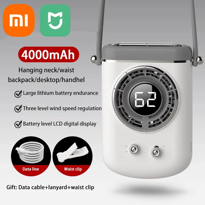 

Портативный уличный поясной вентилятор Xiaomi, подвесной на шею, прочный для строителя, рыбалки, студента, повара, доставка, на открытом воздухе 2025