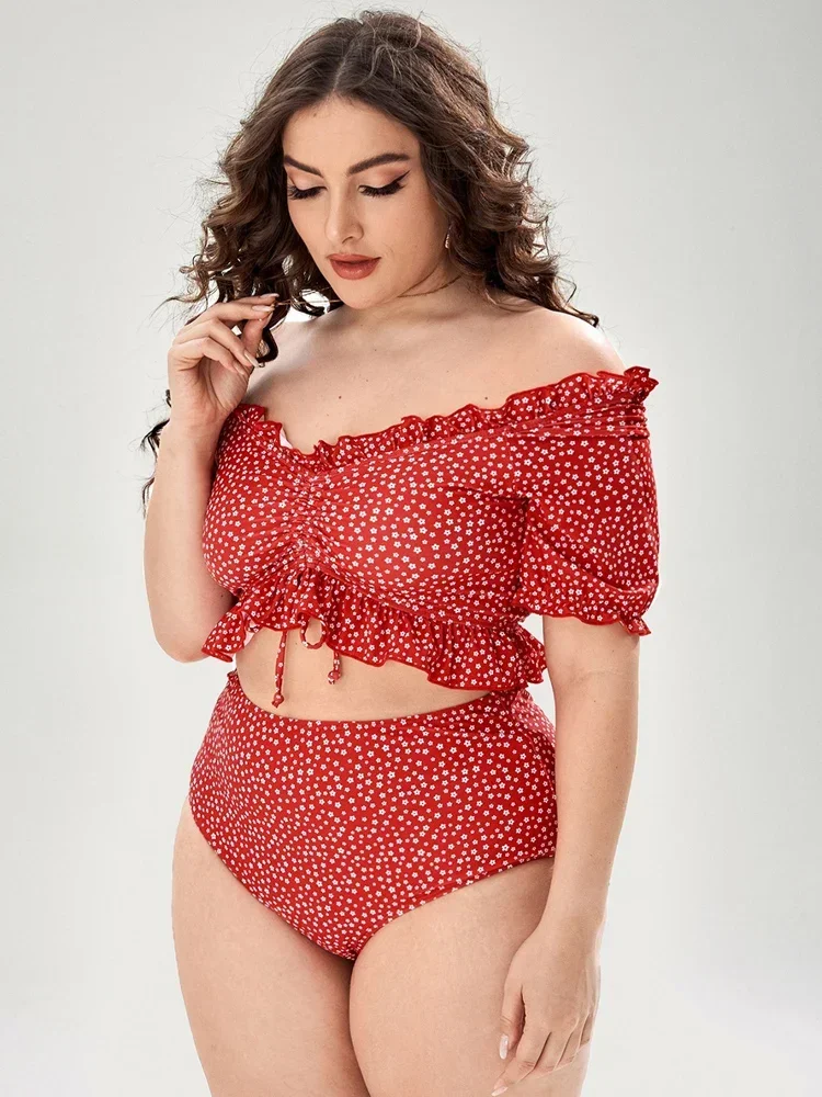 

New Sexy Push Up Bikini Set Plus Size Swimwear Women Print High Waist Swimsuit Big Swimming Bathing Suit 2025 Summer Beachwear