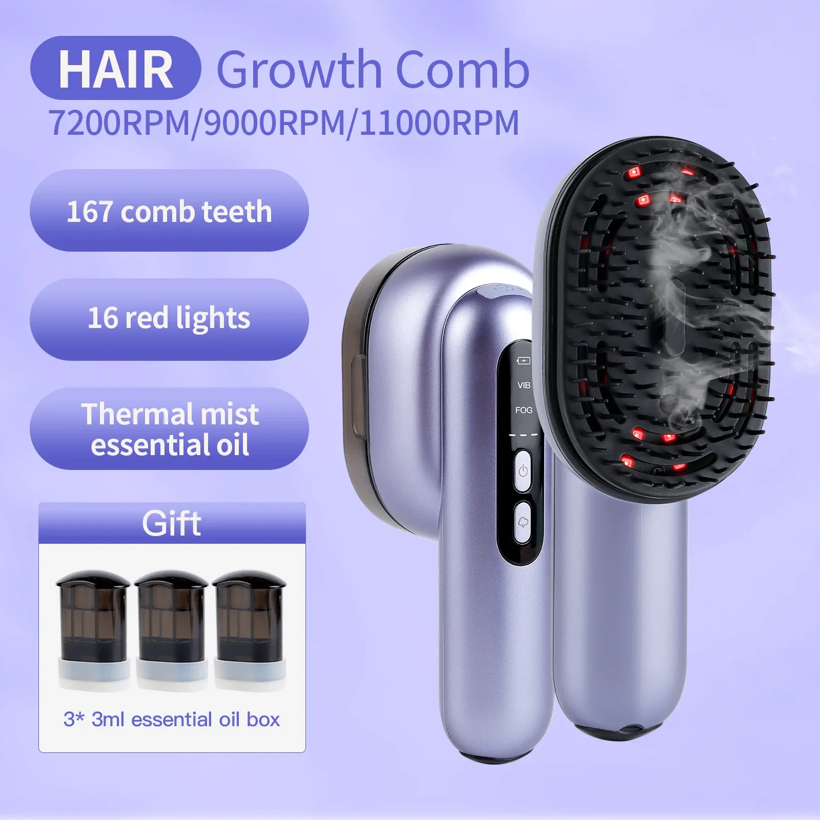 

Electric Vibration Massage Comb Hair Follicles Comb Scalp Oil Applicator Head Massager Hair Growth Relief Head Pressure