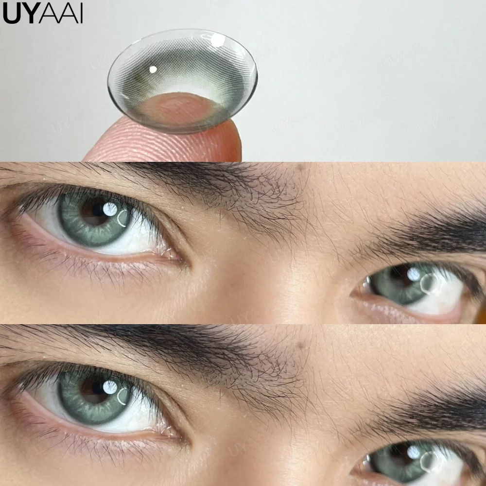 UYAAI 1 Pair Blue Colored Lenses Beauty Green Eye Color Lenses Gray Lenses Korean Lenses Natual Brown Lens Makeup Green Lens
