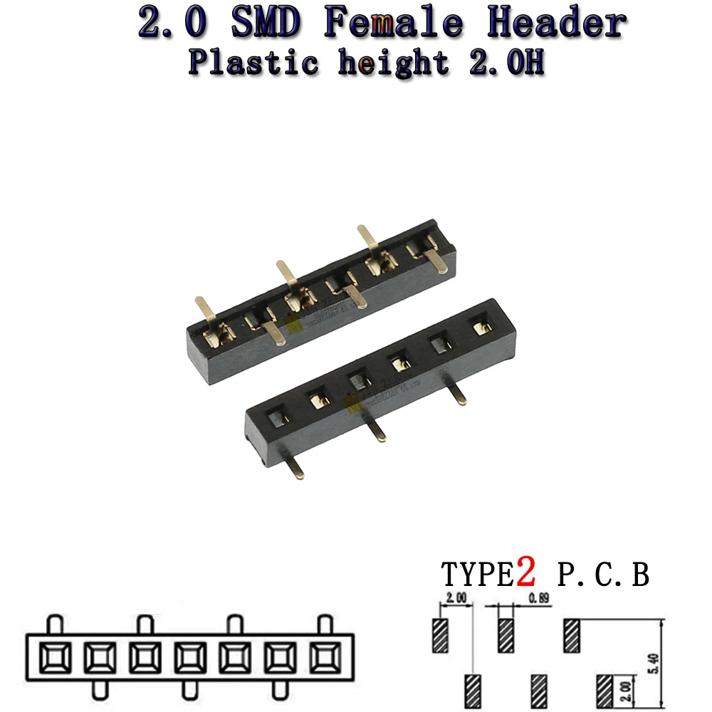 10 PZ SMD TYPE2 Passo 2.0 MM H2.0 singola fila patch verticale dislocazione fila singola fila ago sede madre 1X4p5p6p8p10p ~ 12p