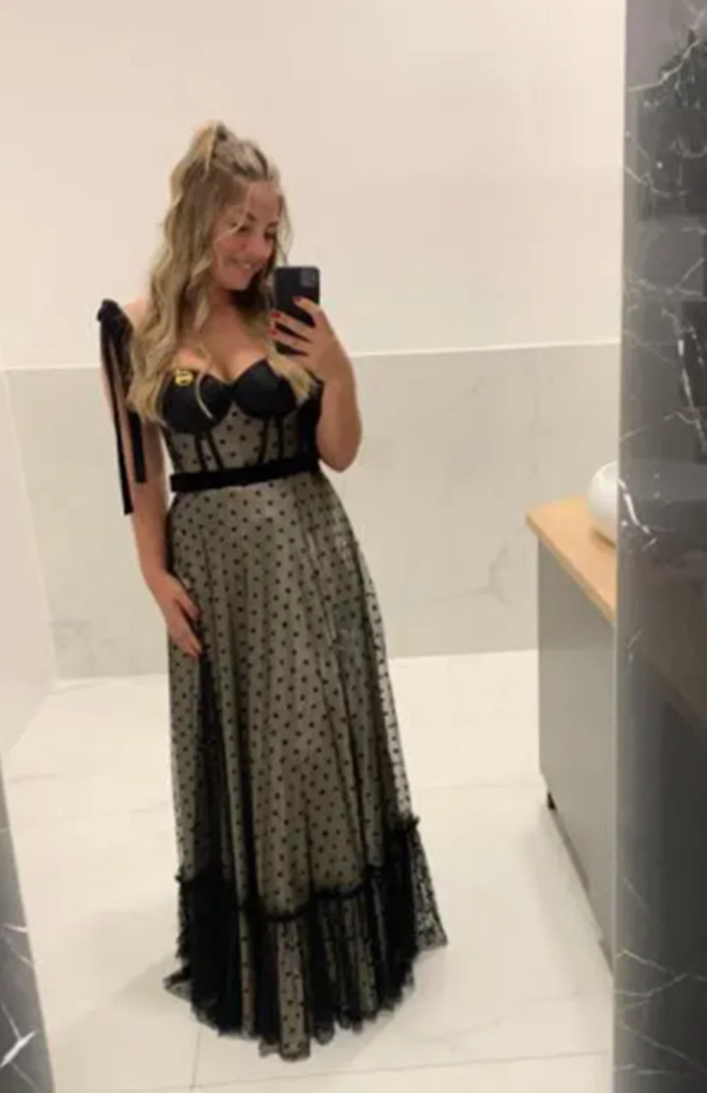 Polka Dot Black Prom Dresses 2024 Sweetheart Spaghetti Strap Formal Events Evening Gowns Graduation Party Gowns Customized