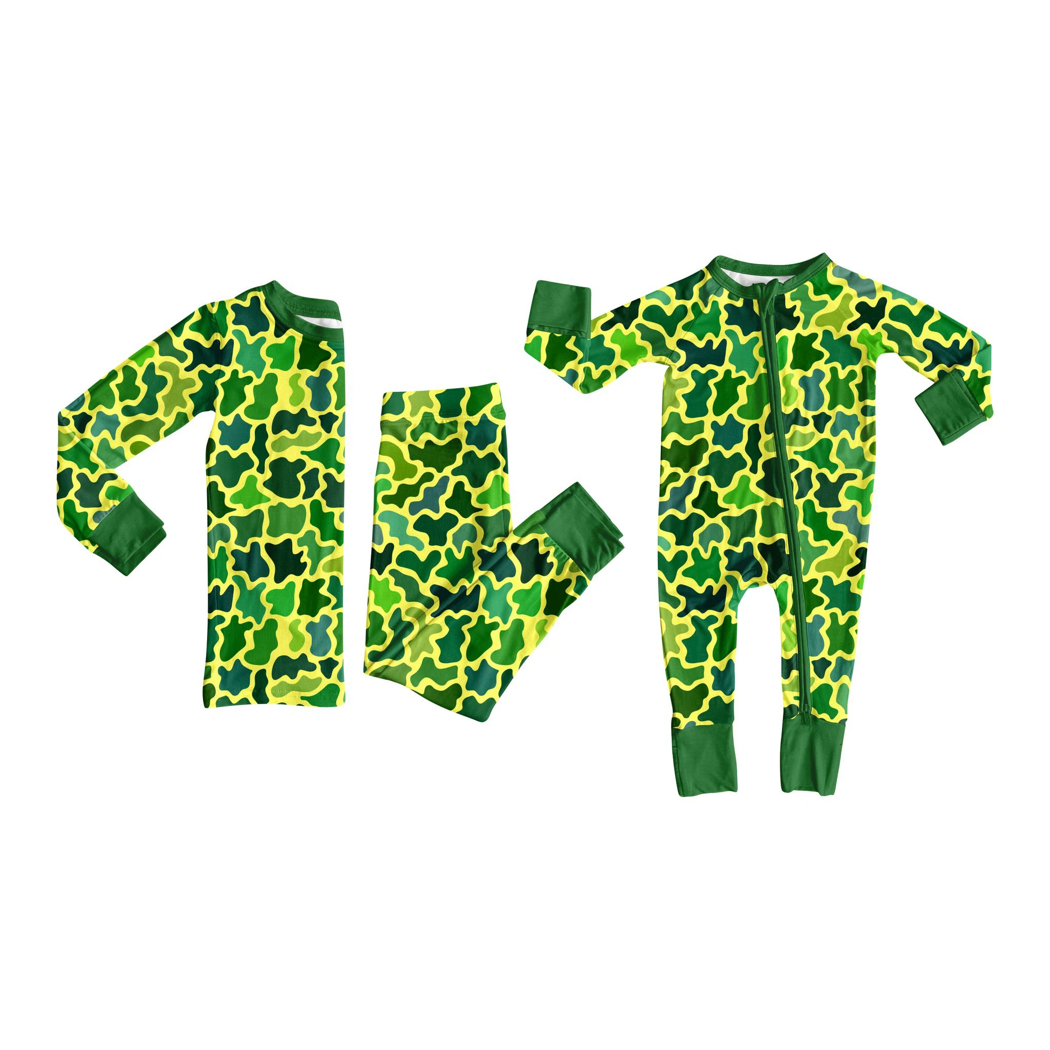 

Hot Sale Children Pajamas Clothing Camouflage Leopard Print Jumpsuit Long Sleeves Baby Zipper Romper