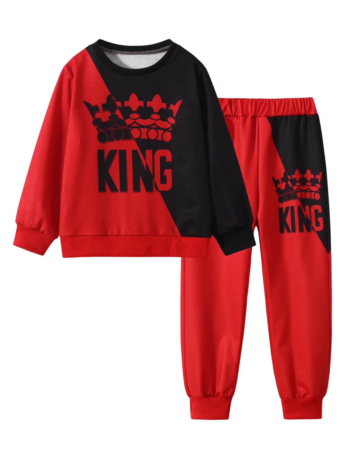 

Комплект из 2 шт., штаны с капюшоном и принтом короны для мальчиков, осенне-зимняя повседневная спортивная одежда, детская модная игровая одежда, удобная одежда
