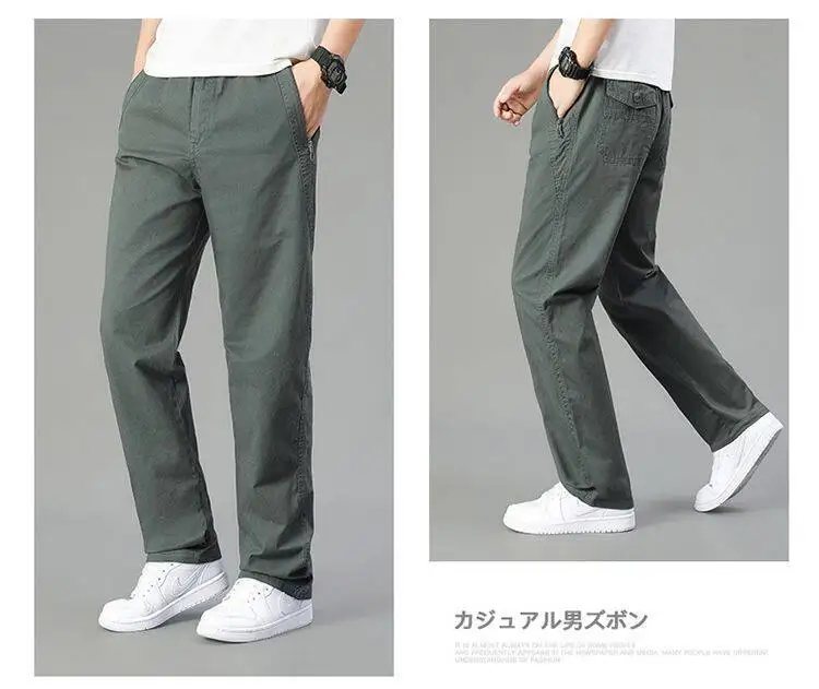 Große Größe männer Cargo Hosen Beiläufige Lose Gerade Hosen Baumwolle Lange Hosen Zipper Taschen Herren Jogger Hosen 5XL 6XL – Detail 4