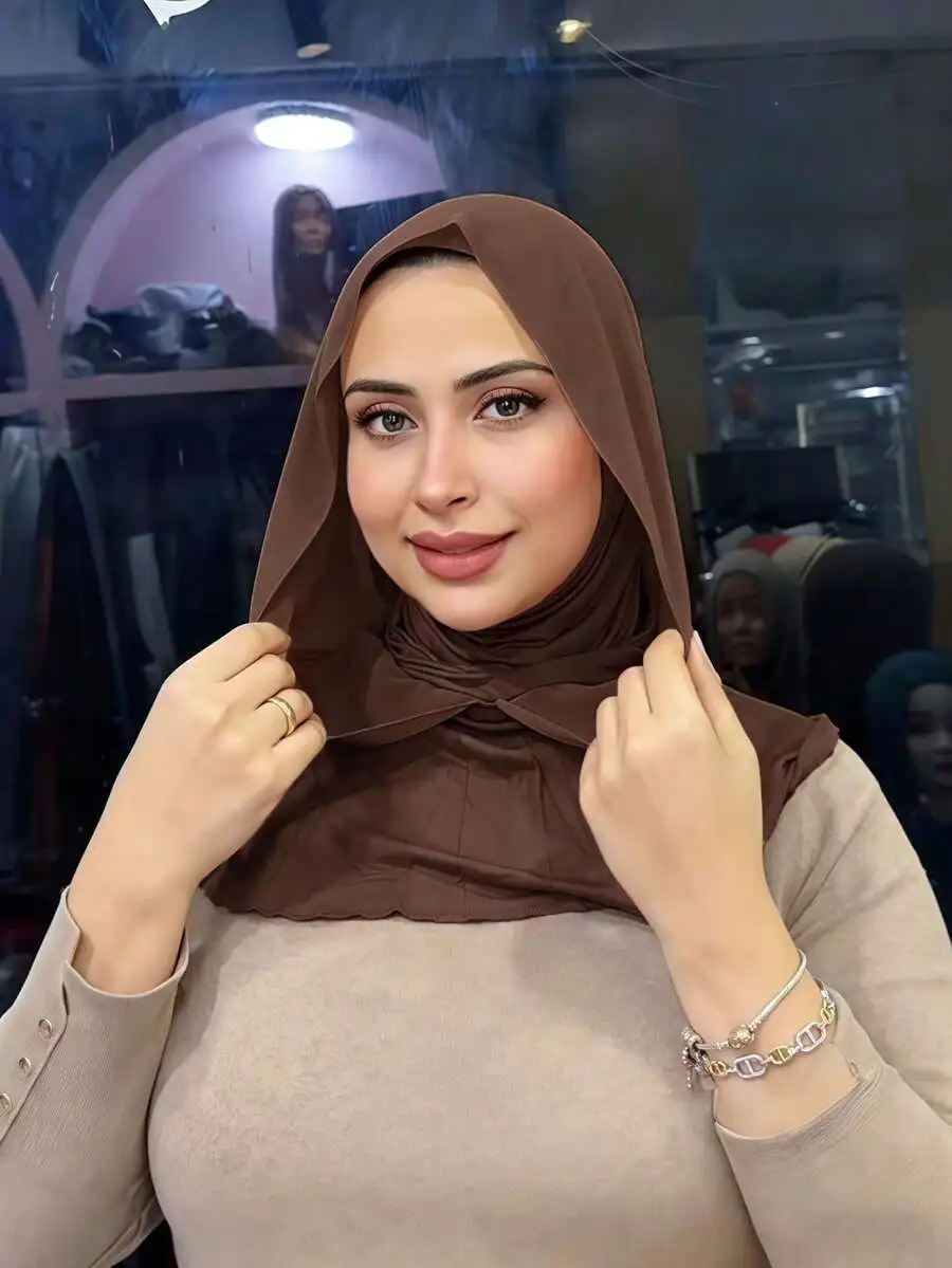 

Women Solid Color Chiffon Headscarf Turban Scarf Breathable Stretchy Neck Gaiter Multifunctional Headwrap