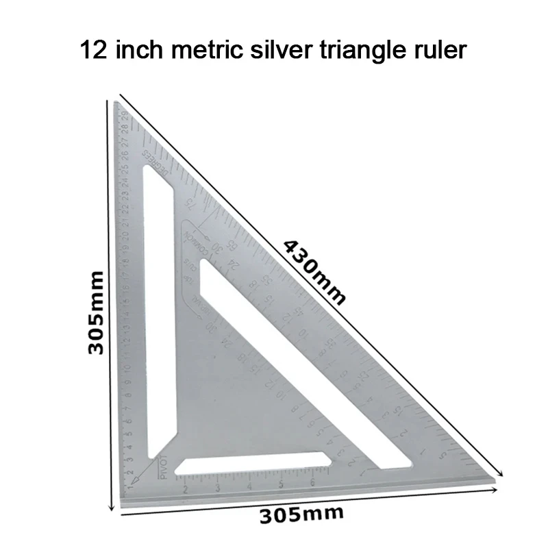 7/12 Inch Triangle Ruler Square Angle Protractor Aluminum Alloy Speed Metric Square Measuring Ruler Building Framing Tool Gauges