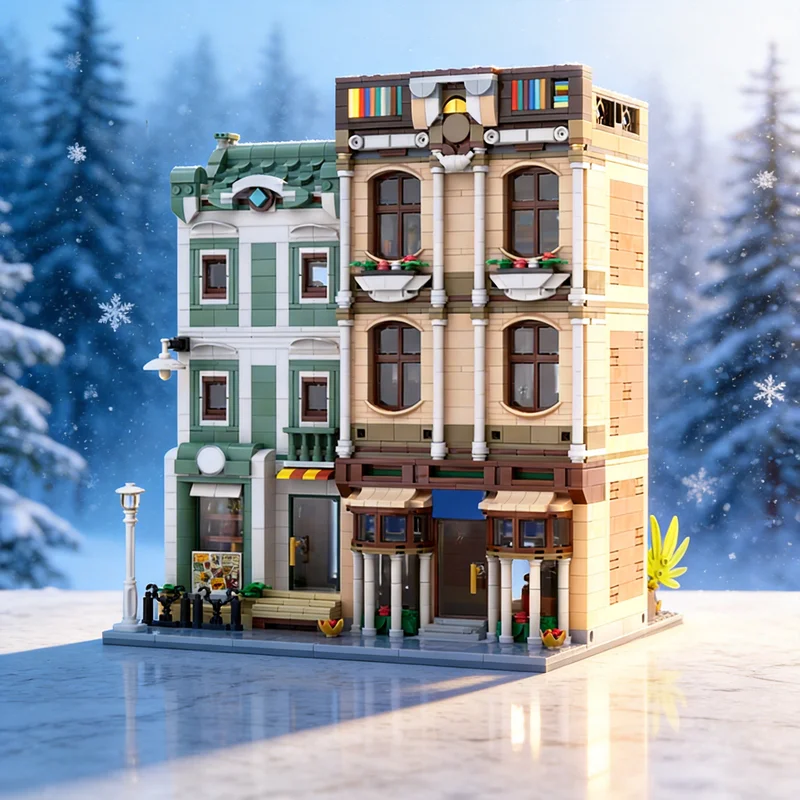 

2700pcs MOC Work Studio And Pharmacy Alternate Modular Streetscape Model Building Blocks Creative Gift DIY Display Decor Adult