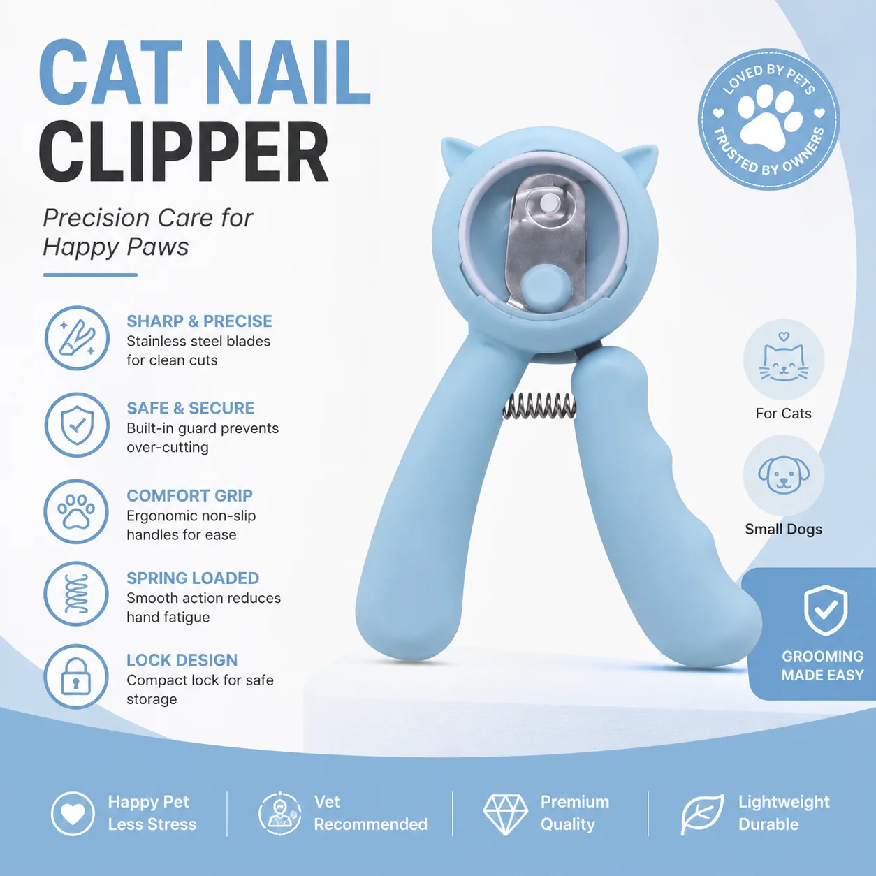Anti Splash Pet Nail Clipper Set for Cats Dogs with Nail File Stainless Steel Cat Nail Trimmer Safe Dog Nail Cutter Grooming Too