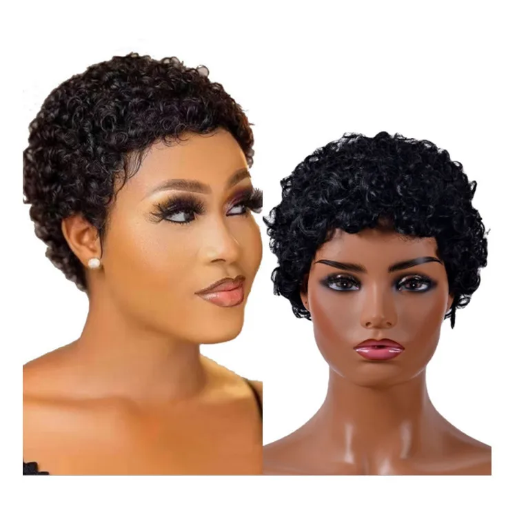 باروكات صغيرة مجعدة للسيدات، شعر مستعار صناعي كامل الرأس على الطراز الأفريقي مجعد أسود وردي شبكي منفوش للارتداء اليومي