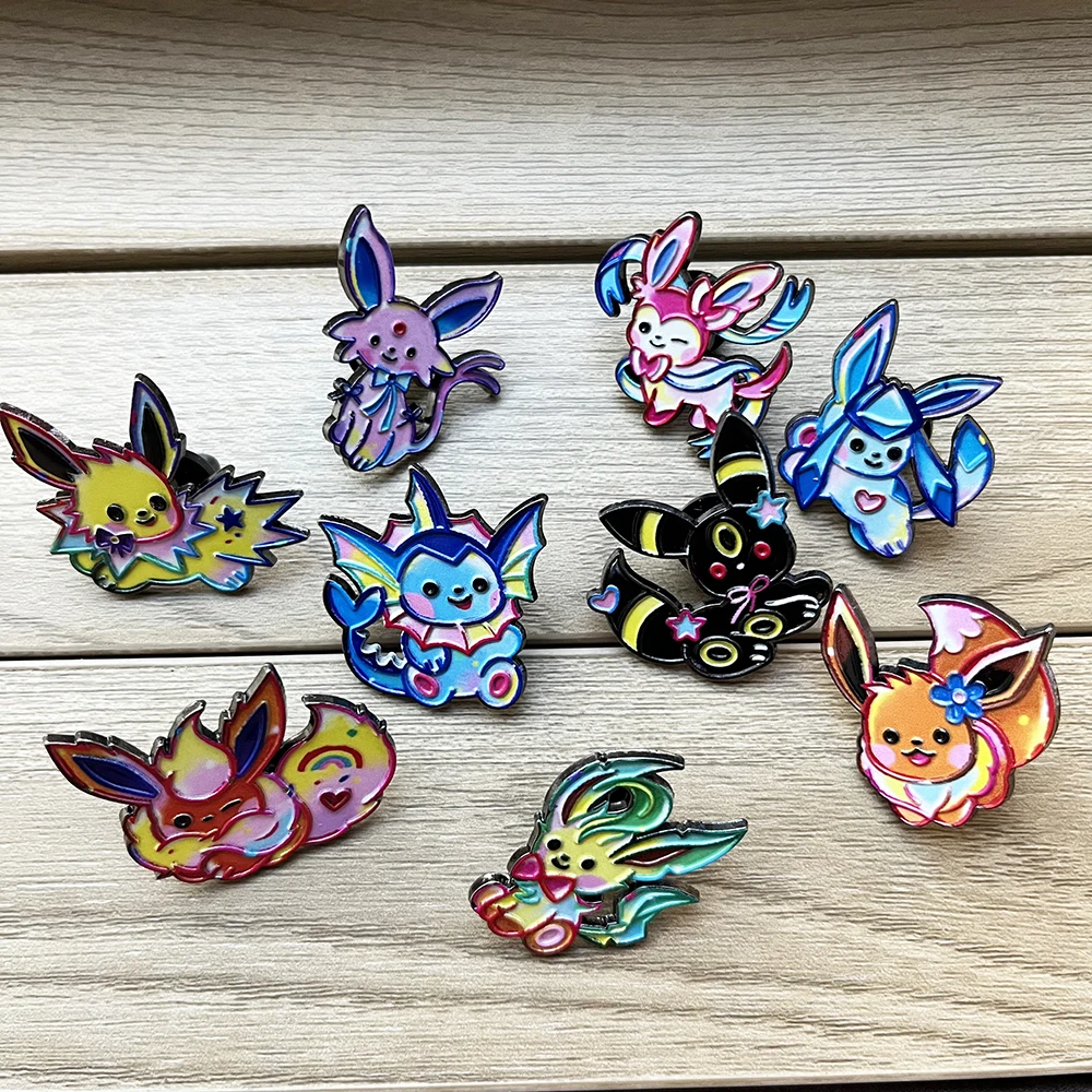 9 Stück bunte Chibi-Fantasie-Kreaturen-Emaille-Pins, niedliche Monster-Elfen-Evolutions-Anstecknadeln, Sammlerstücke für Rucksack-Abzeichen – Detail 2